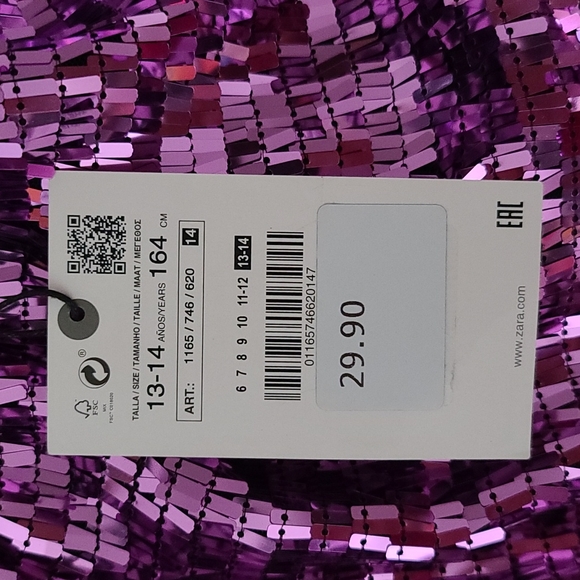 NWT Zara Kids Pink Sequin skater style skirt, Sz 13-14 - Picture 4 of 6